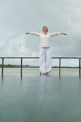 Image showing young woman relax on cloudy summer day