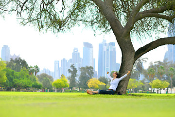 Image showing woman with laptop in park