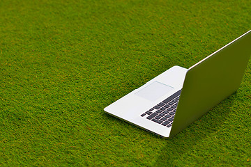 Image showing laptop computer  on grass