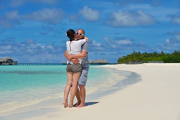 Image showing happy young  couple at summer vacation have fun and relax at bea