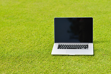 Image showing laptop computer  on grass