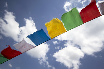 Image showing Colorful buddhist flags 