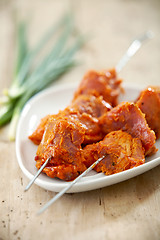 Image showing marinated pork meat for grill