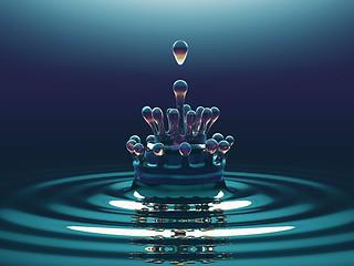 Image showing Abstract Blue fluid splashes and ripples