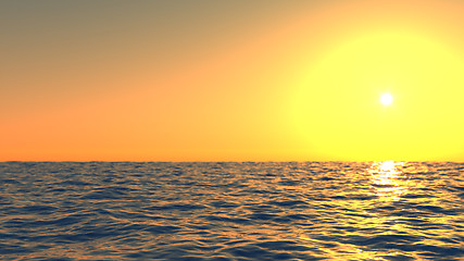 Image showing Sunrise or sunset in the sea