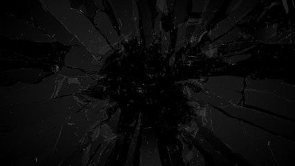 Image showing Pieces of broken or Shattered glass on black