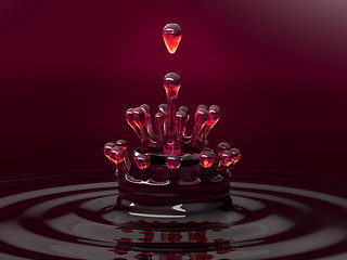 Image showing Splash of red colorful fluid or wine with droplets