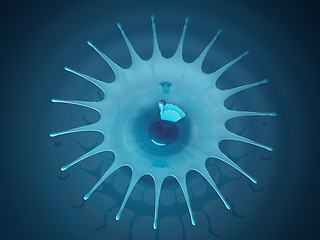 Image showing Splash and splatter of blue liquid with droplets 