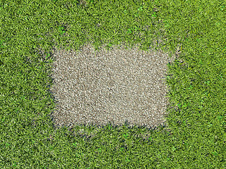 Image showing Environment: green grass frame and gravel patch 