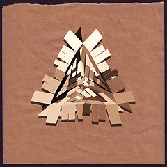 Image showing 3D geometric art. Triangle on crumpled paper.