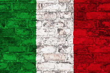 Image showing Italian flag on brick wall