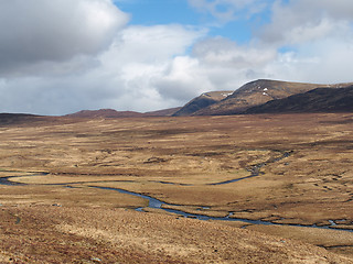 Image showing South Monadhliath mountains, river Spey, Scotland in spring