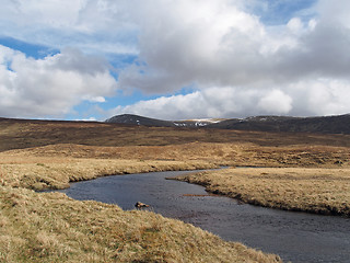 Image showing South Monadhliath mountains, river Spey, Scotland in spring