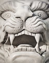 Image showing Stone lion head - marble statue