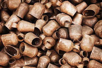 Image showing Metal bells for camels on the open market. Pushkar, India