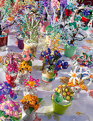 Image showing artificial flowers decor small plastic beads fair 