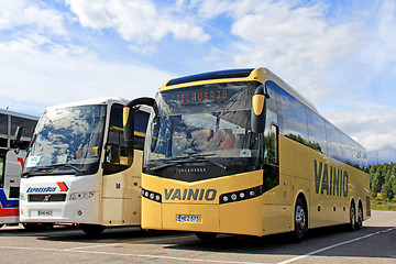 Image showing Two Coach Buses Parked