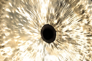 Image showing Chinese cymbal: shiny metallic texture