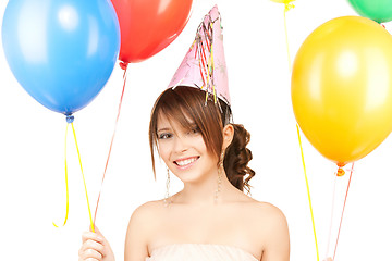 Image showing happy girl with colorful balloons