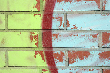 Image showing Colorful graffiti on a brick wall