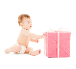 Image showing happy child with gift box