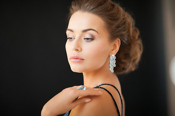 Image showing woman with diamond earrings