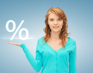 Image showing girl showing sign of percent in her hand