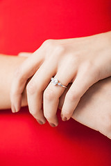 Image showing woman showing wedding ring on her hand