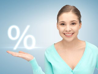 Image showing girl showing sign of percent in her hand