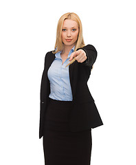 Image showing businesswoman pointing her finger