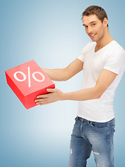 Image showing man with big percent box