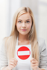 Image showing woman with no entry sign