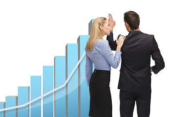Image showing man and woman with 3d graph