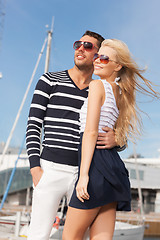 Image showing happy young couple in port