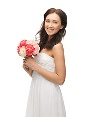 Image showing woman with bouquet of flowers