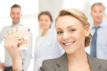 Image showing lovely woman with euro cash money