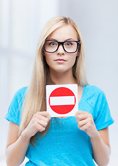 Image showing woman with no entry sign