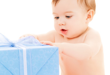 Image showing happy child with gift box