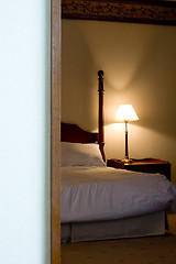 Image showing Dimly lit bedroom

