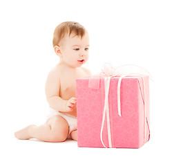 Image showing happy child with gift box