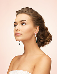 Image showing woman with diamond earrings