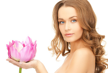 Image showing lovely woman with lotos flower