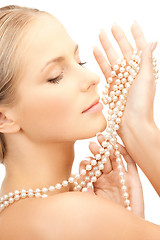 Image showing woman with pearl necklace