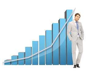 Image showing handsome businessman with big 3d chart