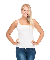 Image showing teenager girl in blank white t-shirt