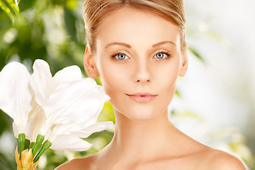 Image showing beautiful woman with madonna lily