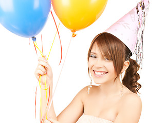 Image showing happy girl with colorful balloons