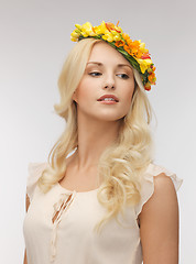 Image showing woman wearing wreath of flowers