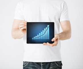 Image showing man hands holding tablet pc with graph