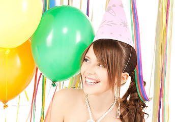 Image showing happy girl with colorful balloons